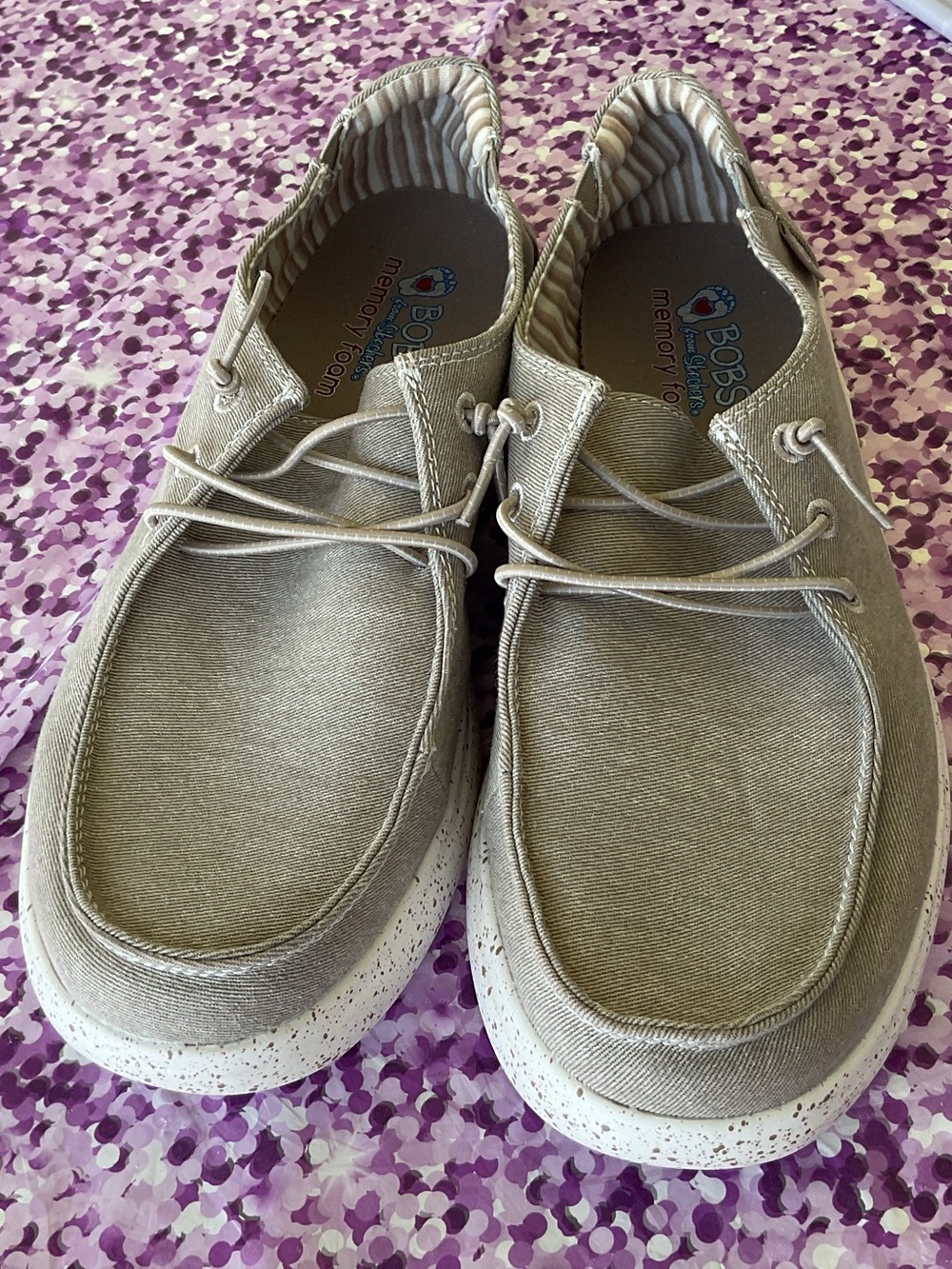 BOBS from Skechers Women’s Tan Canvas Boat Shoes